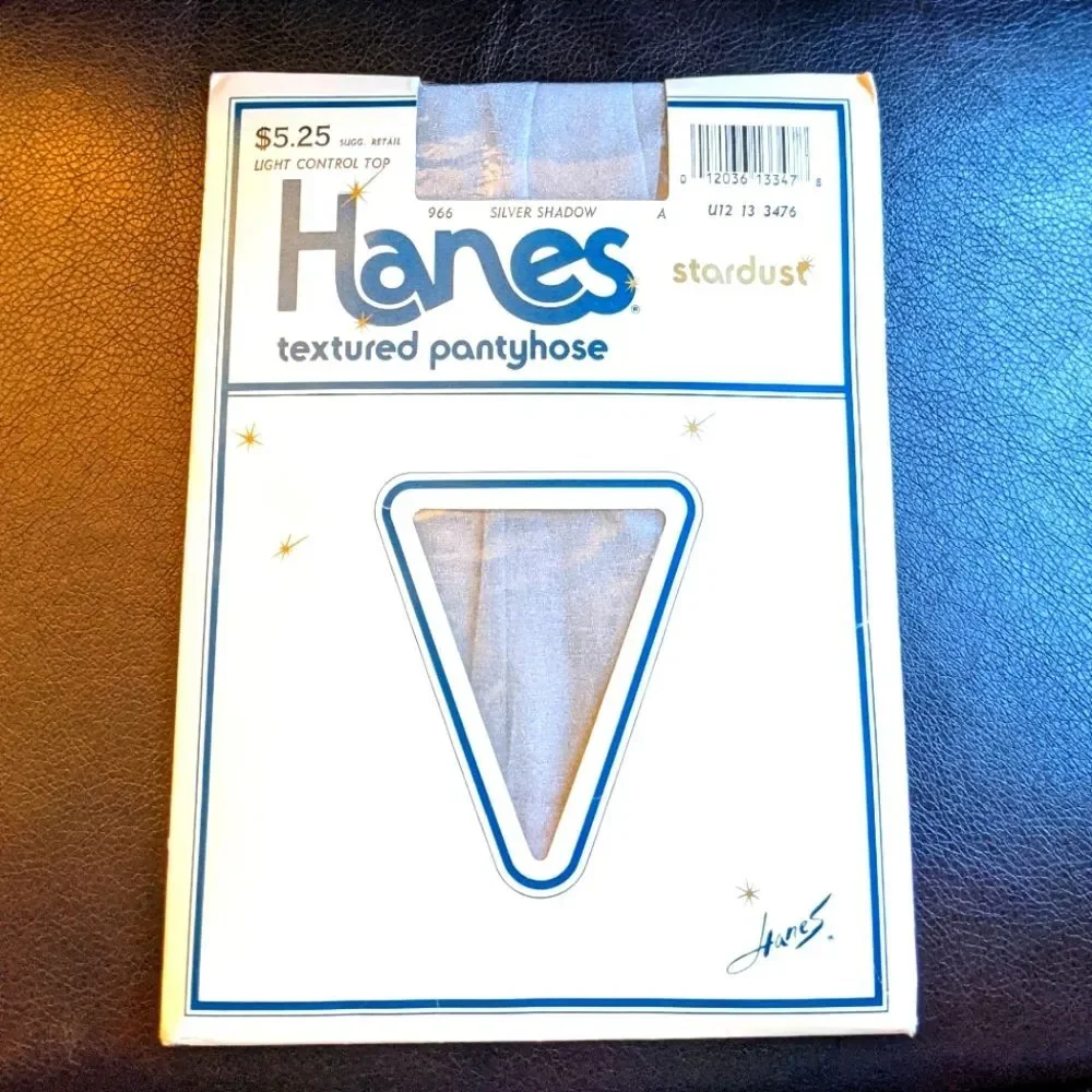 Vintage 80's Hanes Stardust Silver Sparkle Sheer Textured Pantyhose Nylons Sz A